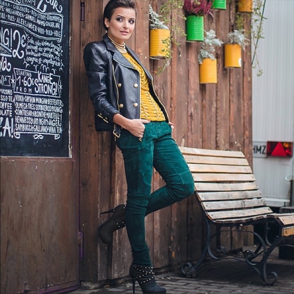 Balmain Green Suede Pants - Picture 4 of 8